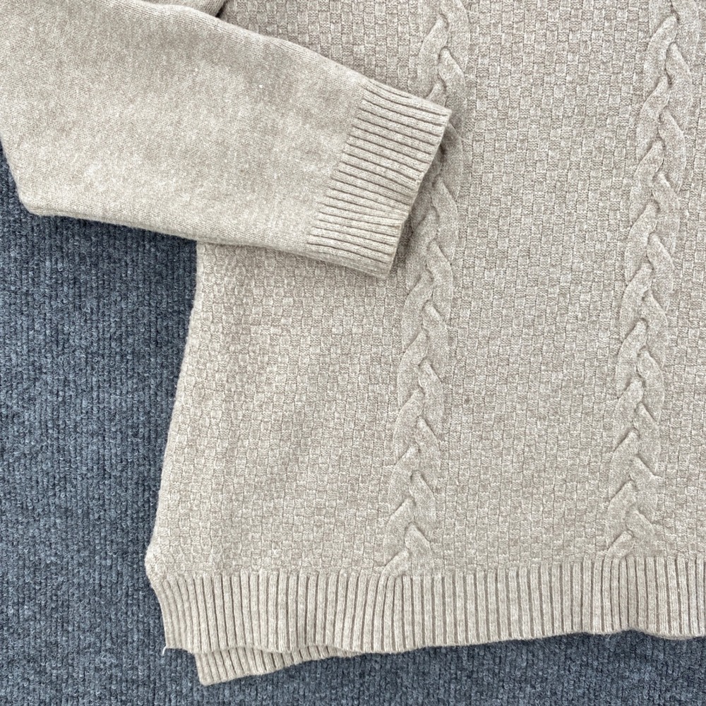 Cyrus Sweater Women XL Beige Cable Knit Basketweave Pullover Cozy Minimalist - Picture 7 of 9